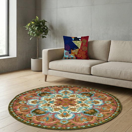 Round Rug Maroon