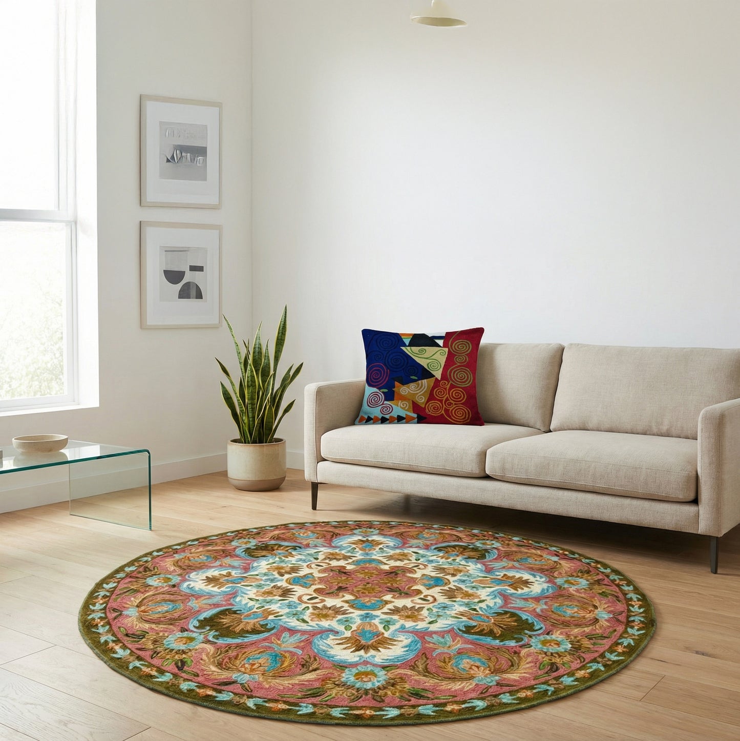 Round Rug Maroon