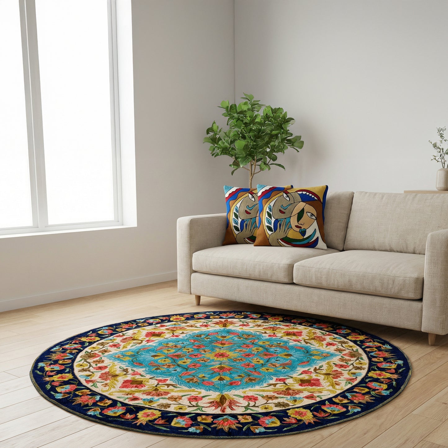 Round Rug Blue