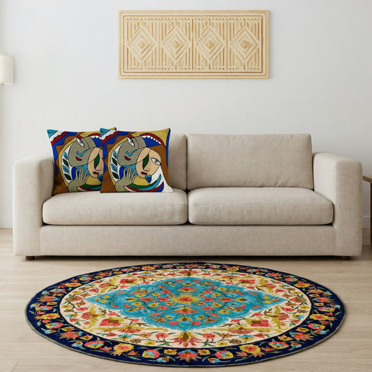 Round Rug Blue