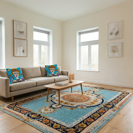 Kashmiri Chain Stitch Rug Sky