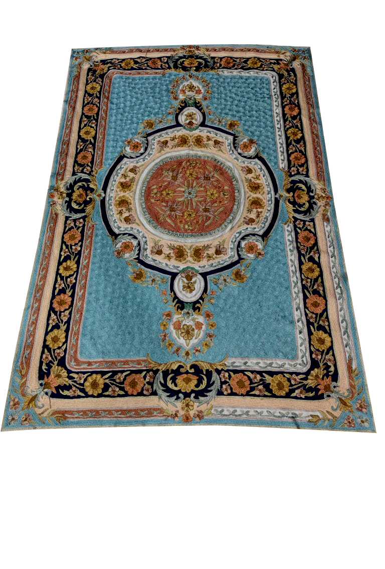 Kashmiri Chain Stitch Rug Sky